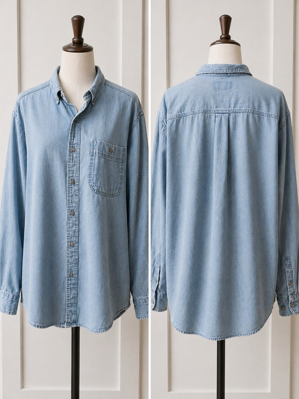 Wrangler Retro Wear Light Blue Denim Button-Up Shirt - Men's Casual Shirt